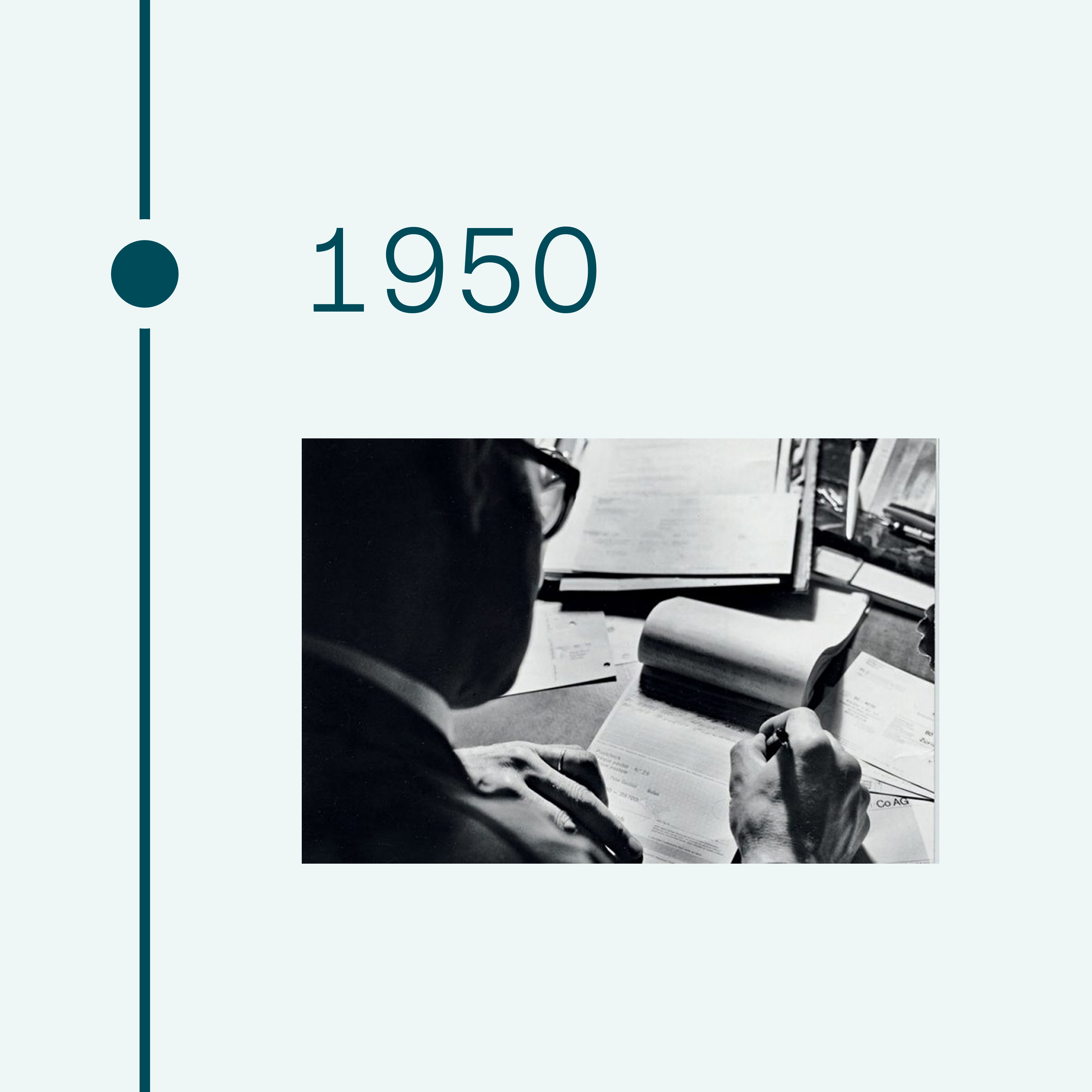 1950. Picture of a man with a notepad