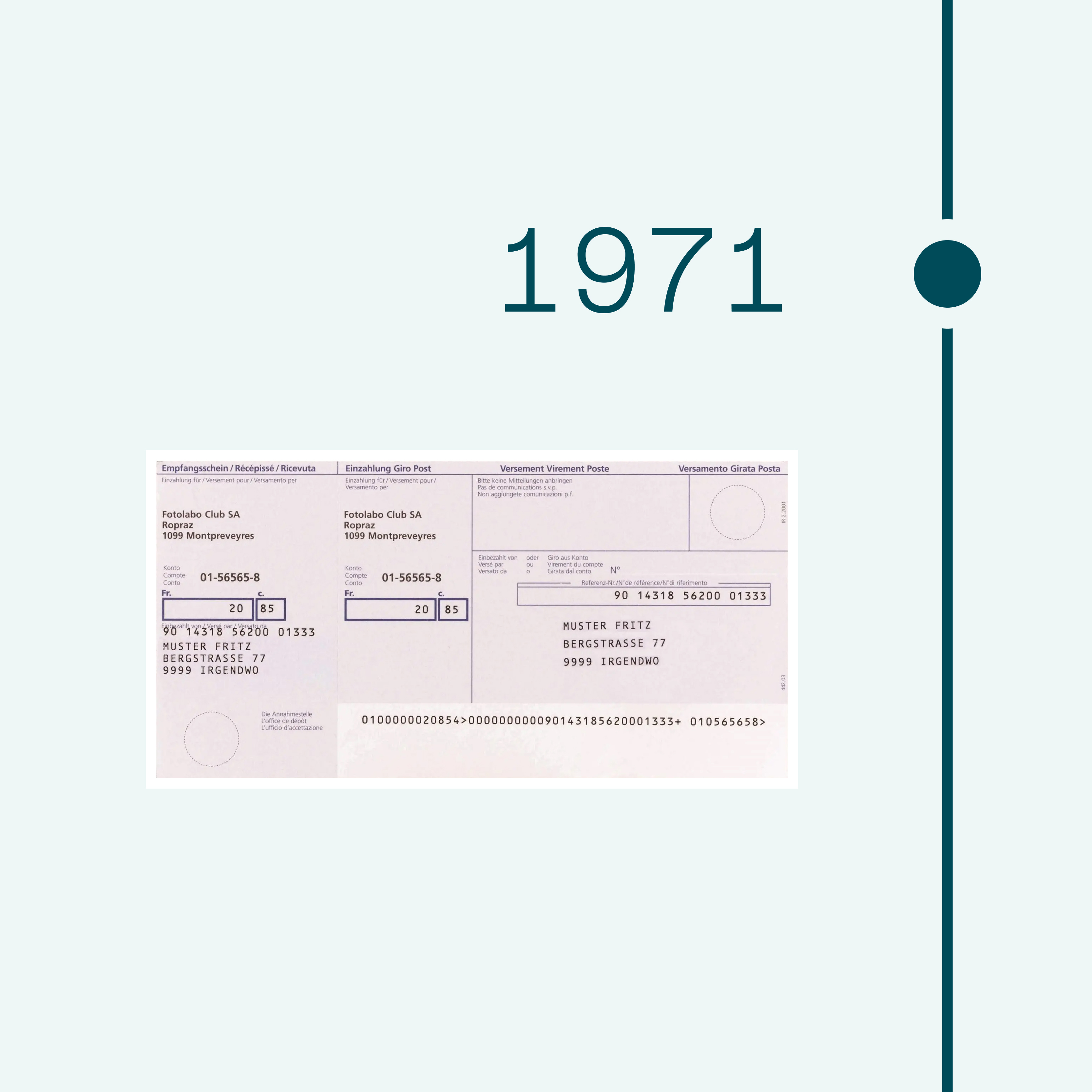 1971. Illustration of an inpayment slip