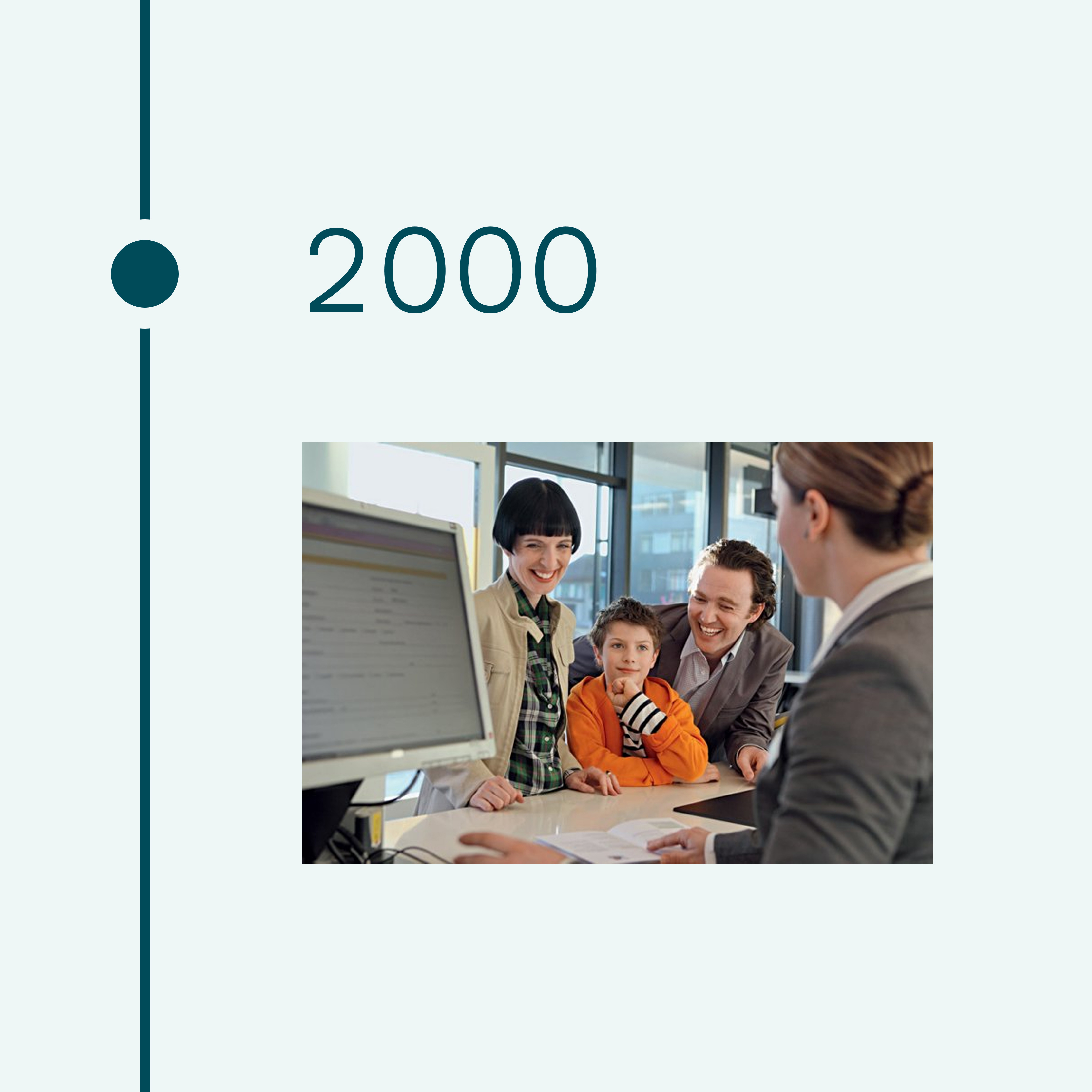 2,000. Picture of a family at a consultation center counter