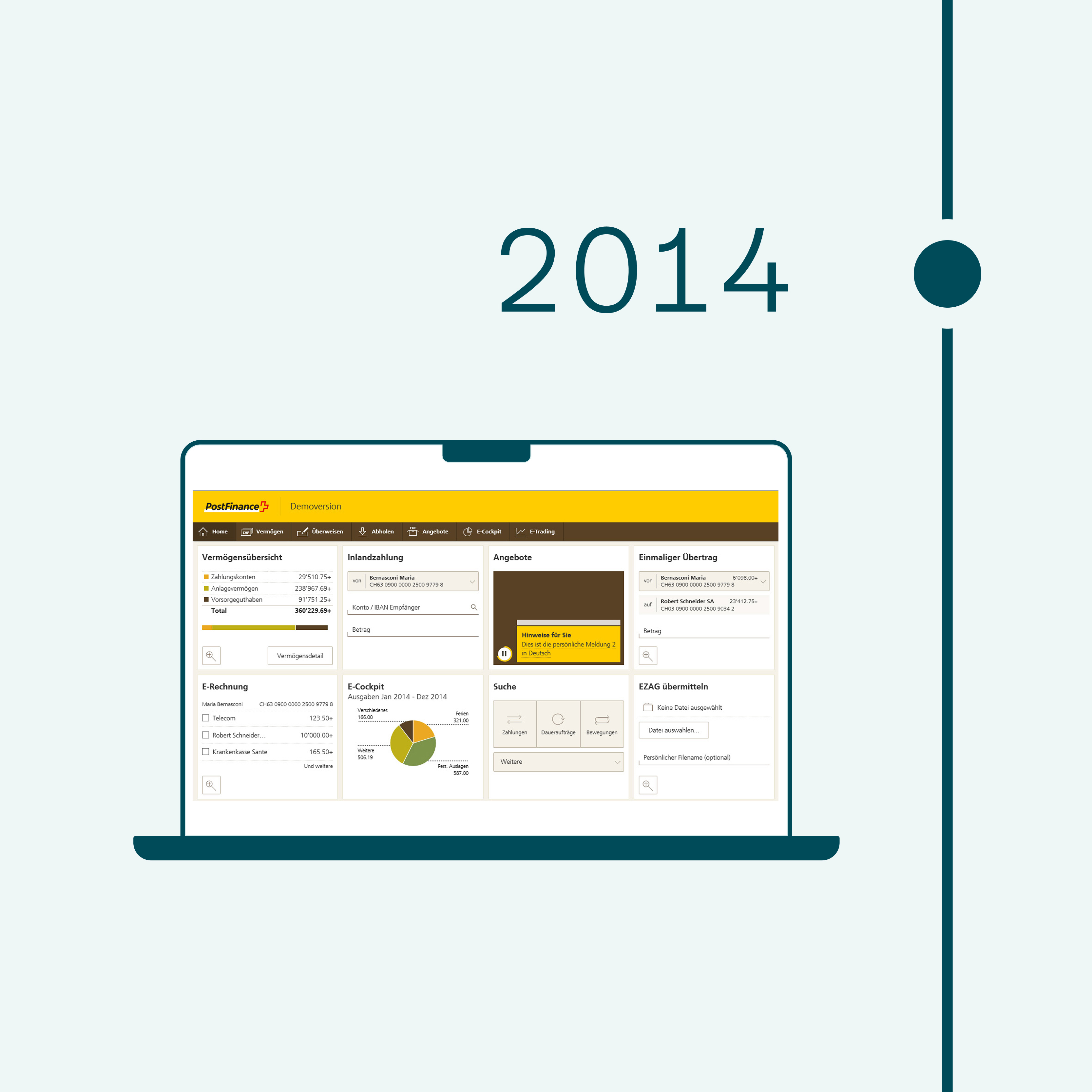 2014. Picture of a laptop with e-finance open