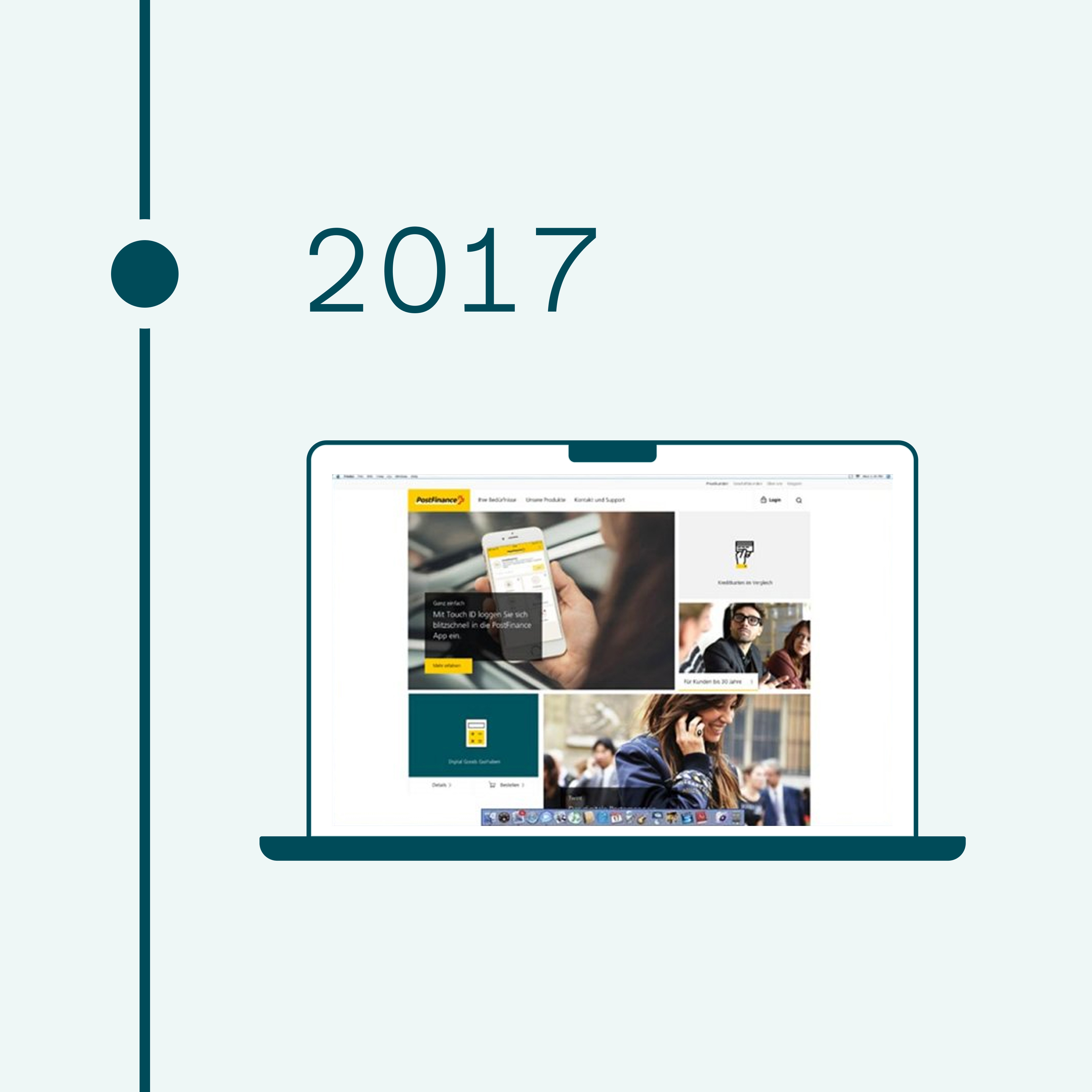 2017. Picture of a laptop with the postfinance.ch website open